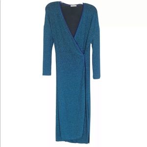 Zara blue shimmer maxi wrap dress or cardigan Sz S